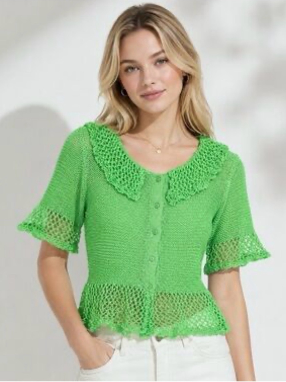Zara Mesh Knit Ruffle Cardigan Size Small Brand New With Tags